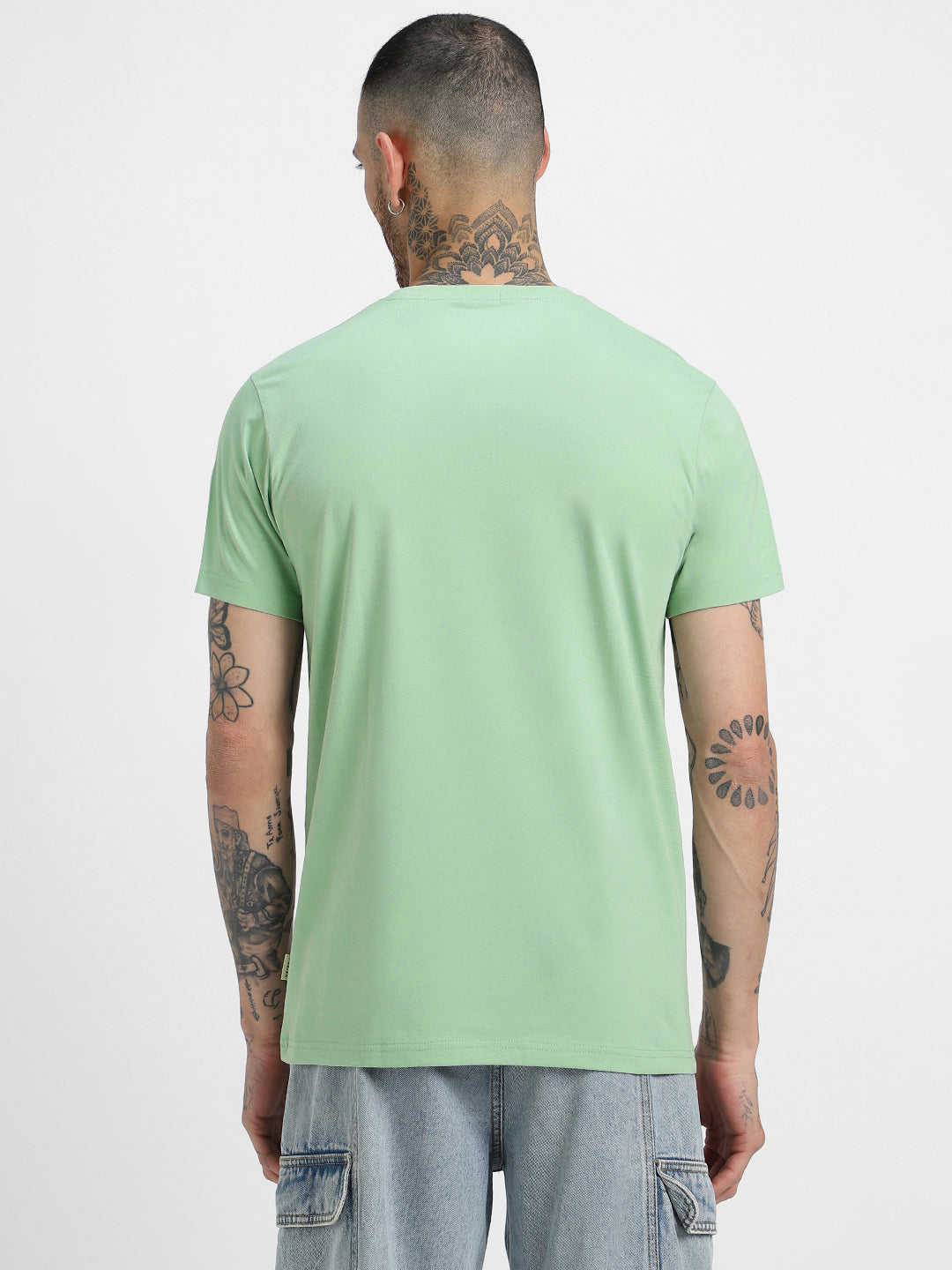 Fog Green Plain Regular Fit T-shirt