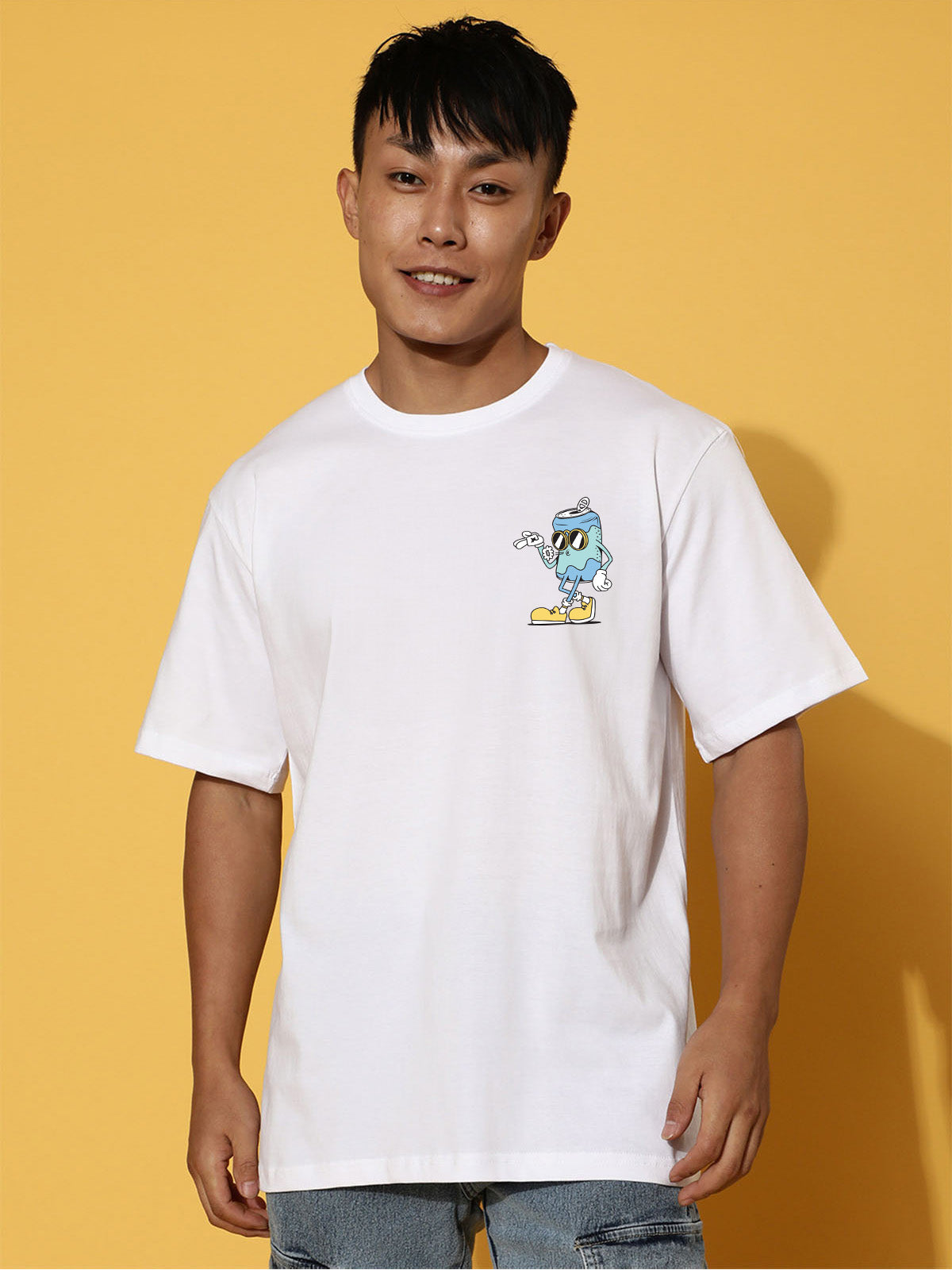 STAY COOL Oversized White Graphic Printed T-shirt