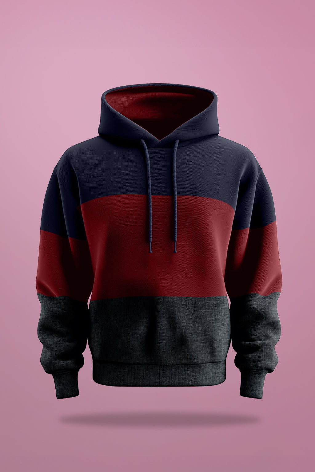 Tri-Tone Maroon ColorBlock Oversized Hoodie
