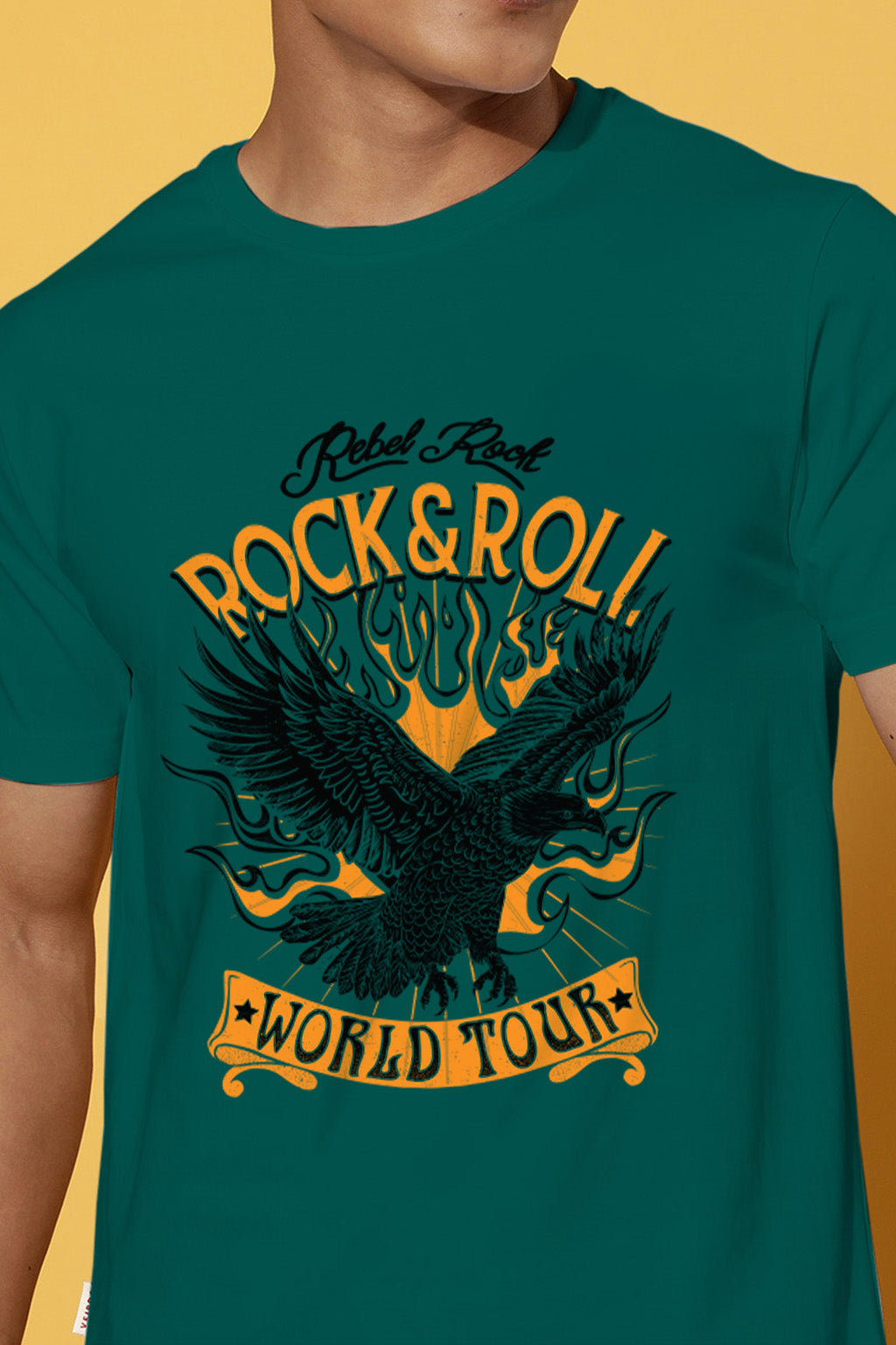 Rock And Roll Green Regular Fit Printed T-shirt