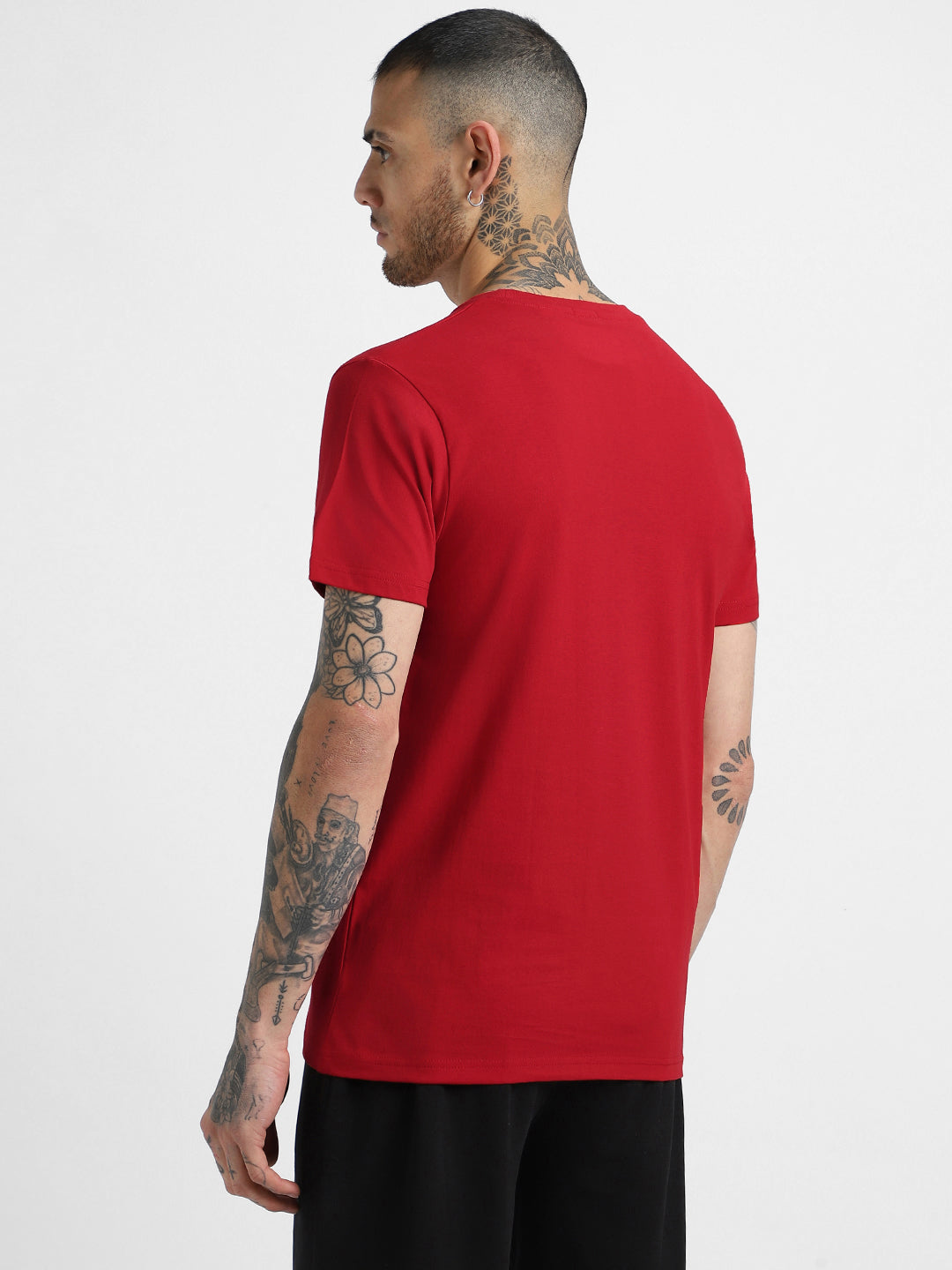 Red Plain Regular Fit T-shirt
