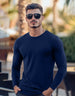 Navy Blue Plain Full Sleeves Regular Fit T-shirt