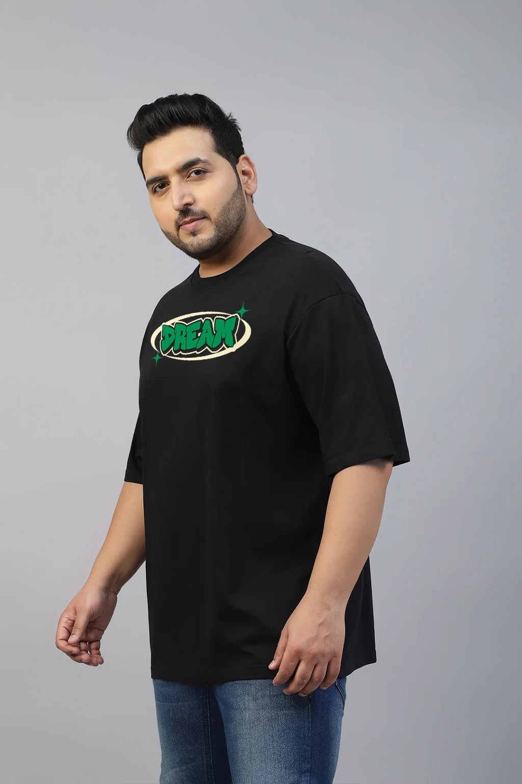Dream Black Graphic Printed Plus Size T-shirt