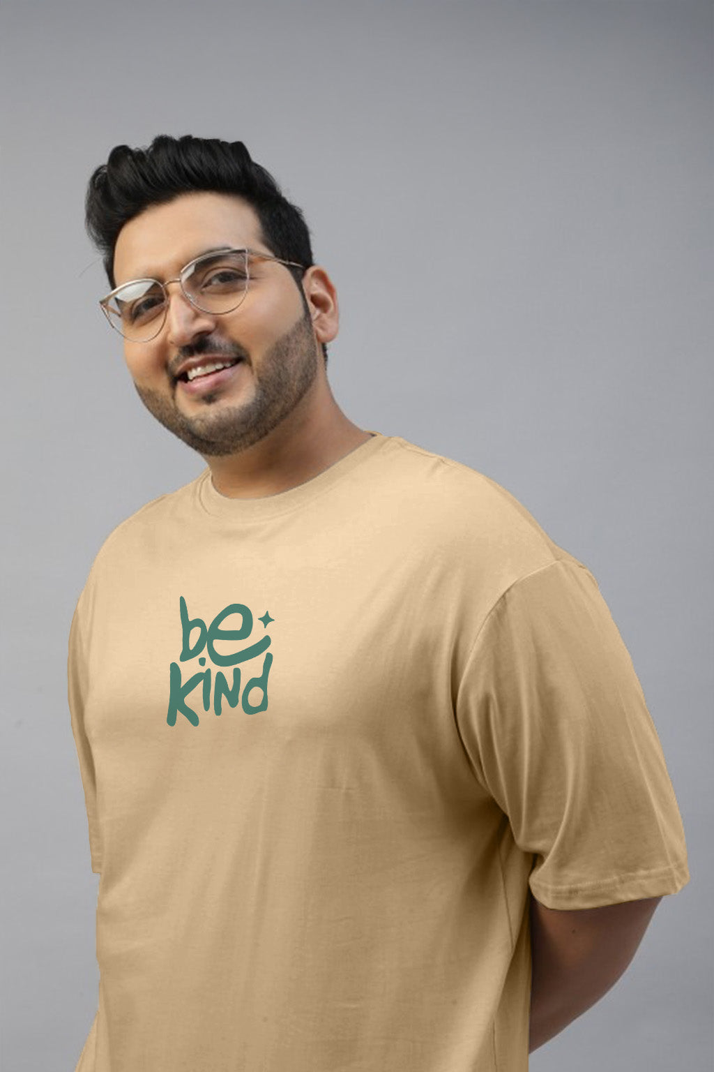 Be Kind Beige Graphic Printed Plus Size T-shirt