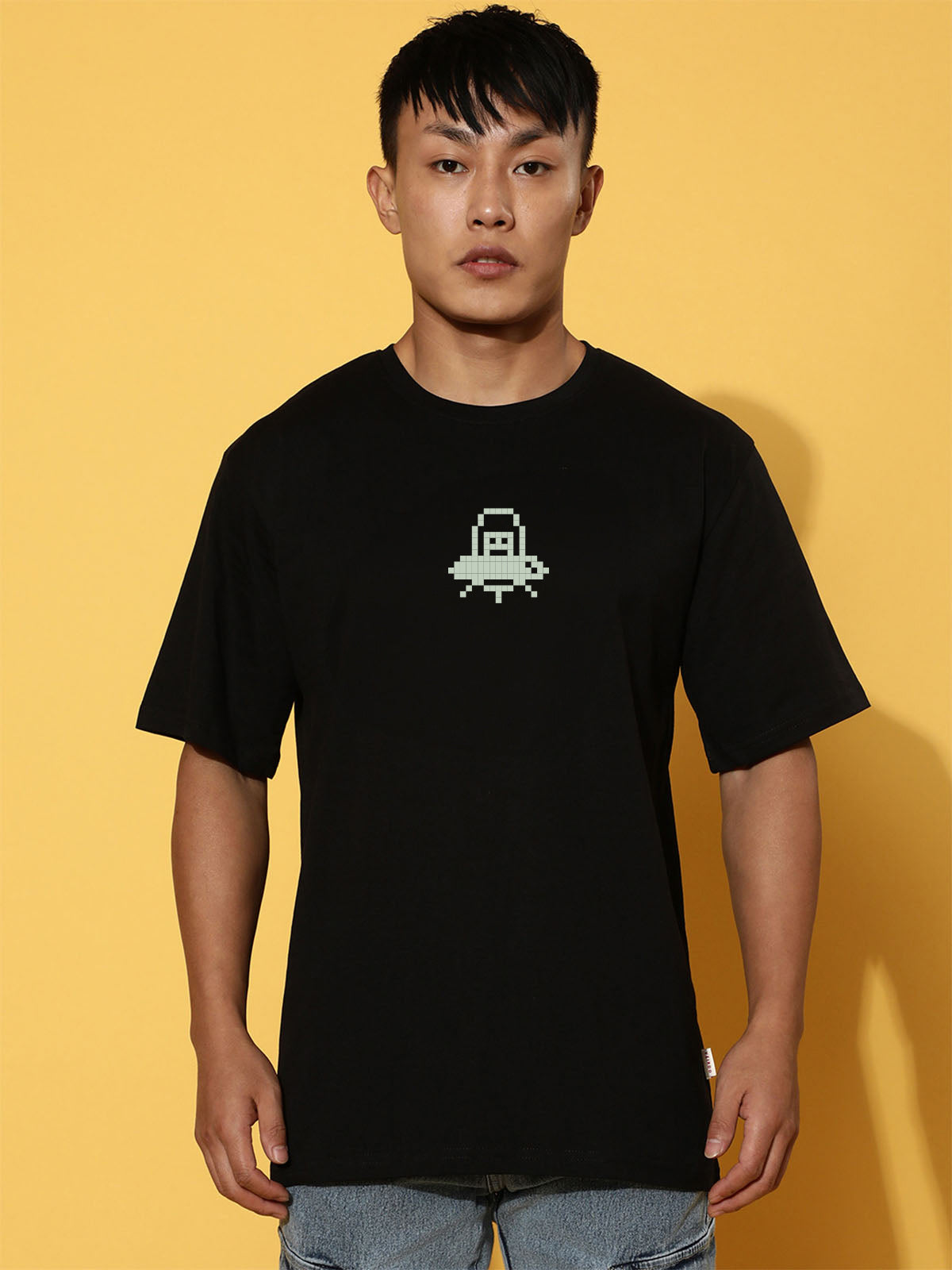 Game Over Black Oversized Back Graphic Printed T-shirt