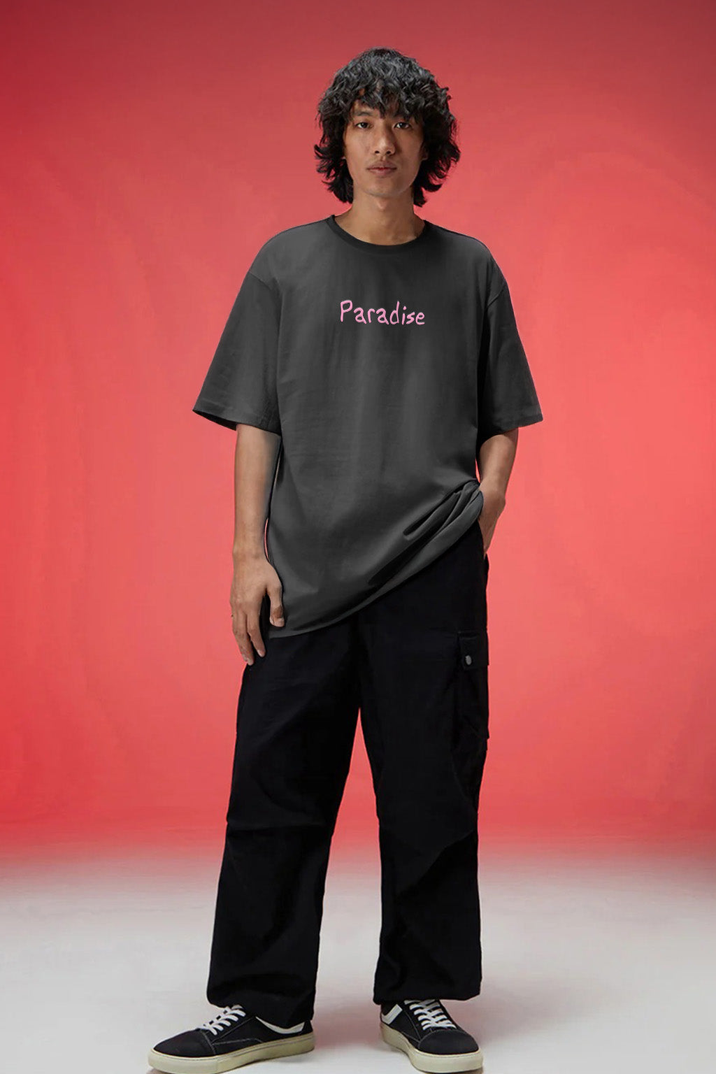 California Dark Grey Oversized Puff Printed Exclusive T-shirt