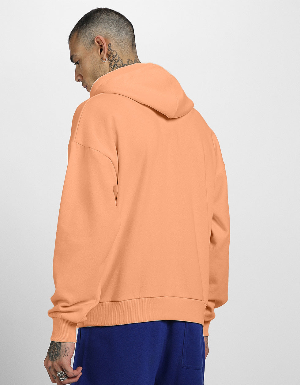 Veirdo Original Orange Front Printed Oversized Hoodie