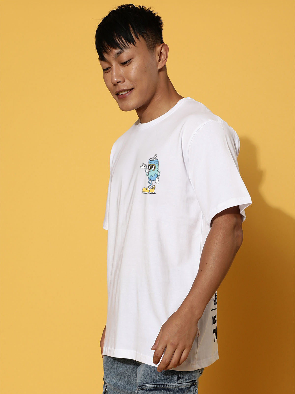 STAY COOL Oversized White Graphic Printed T-shirt