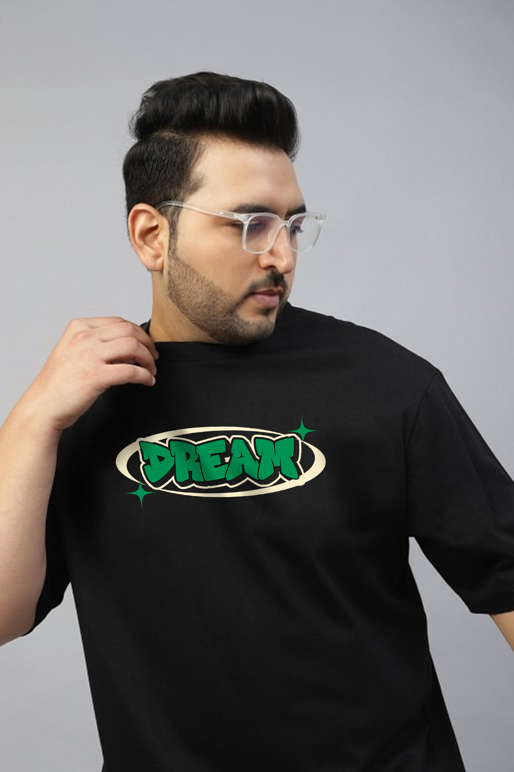 Dream Black Graphic Printed Plus Size T-shirt