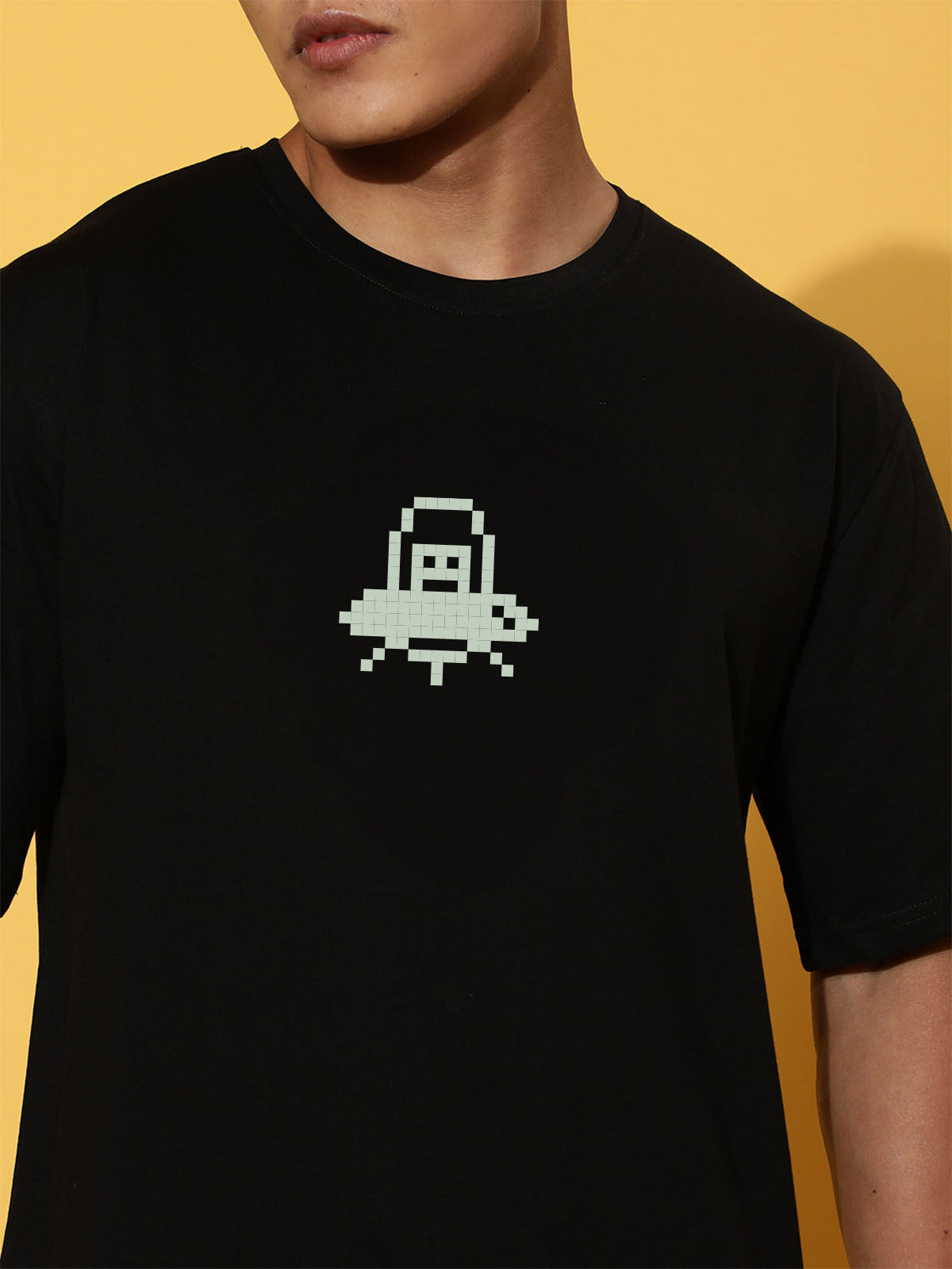 Game Over Black Oversized Back Graphic Printed T-shirt