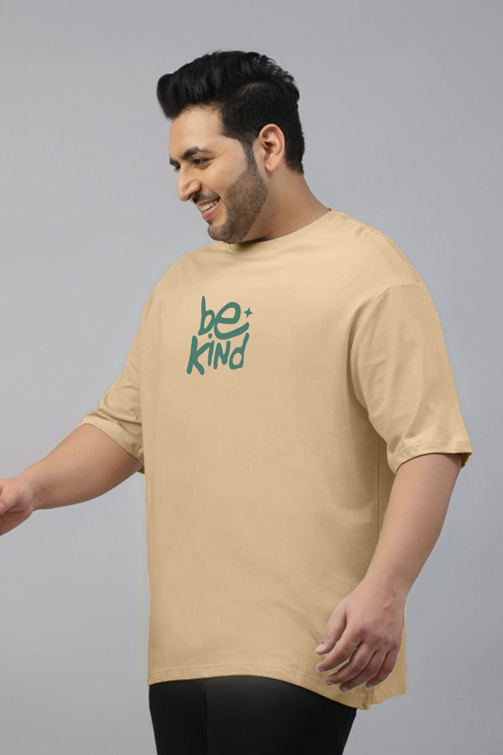 Be Kind Beige Graphic Printed Plus Size T-shirt