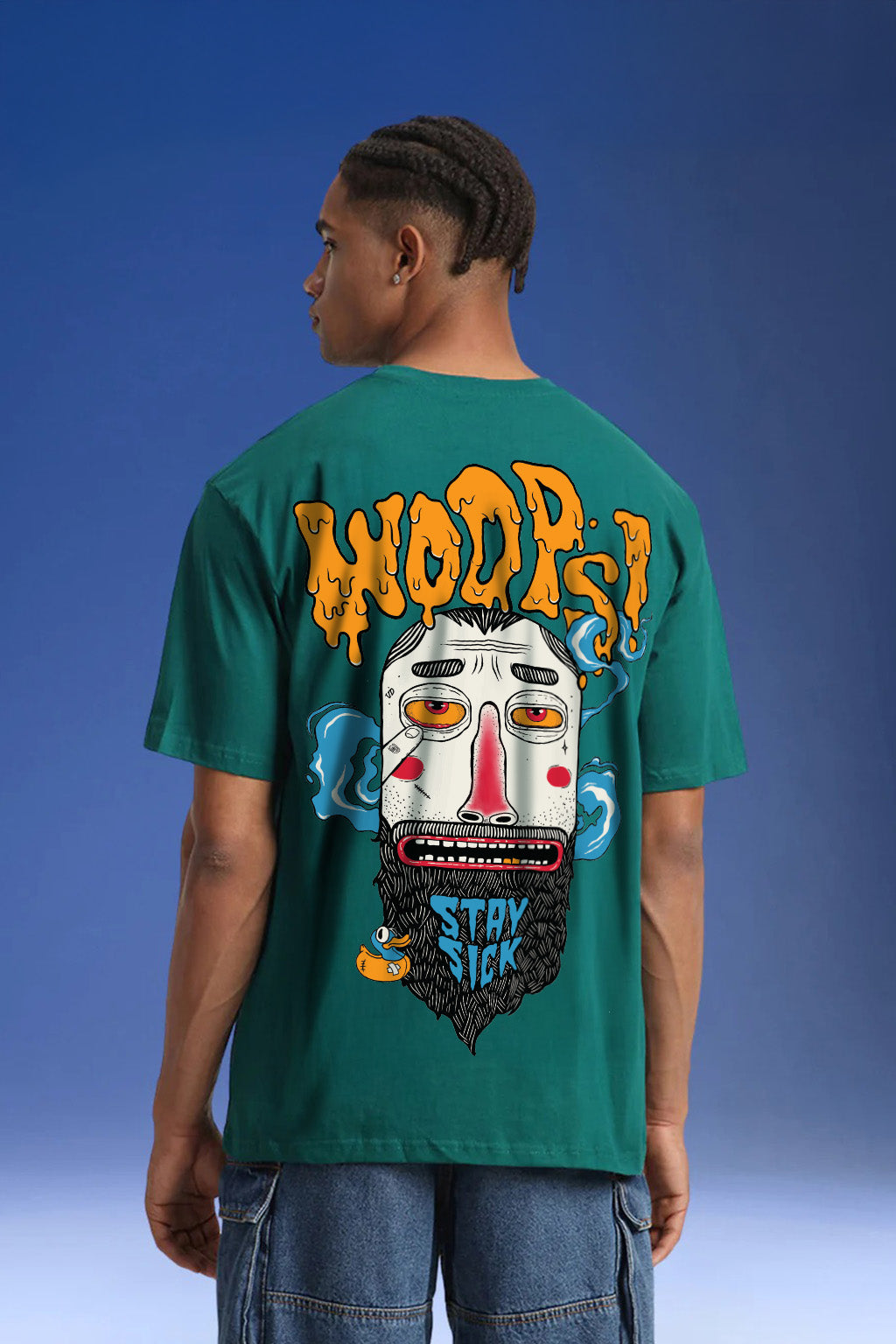 Stay Sick Green Oversized Puff Printed Exclusive T-shirt