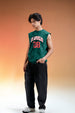 Los Angeles Green Oversized Printed Acid Wash Vest