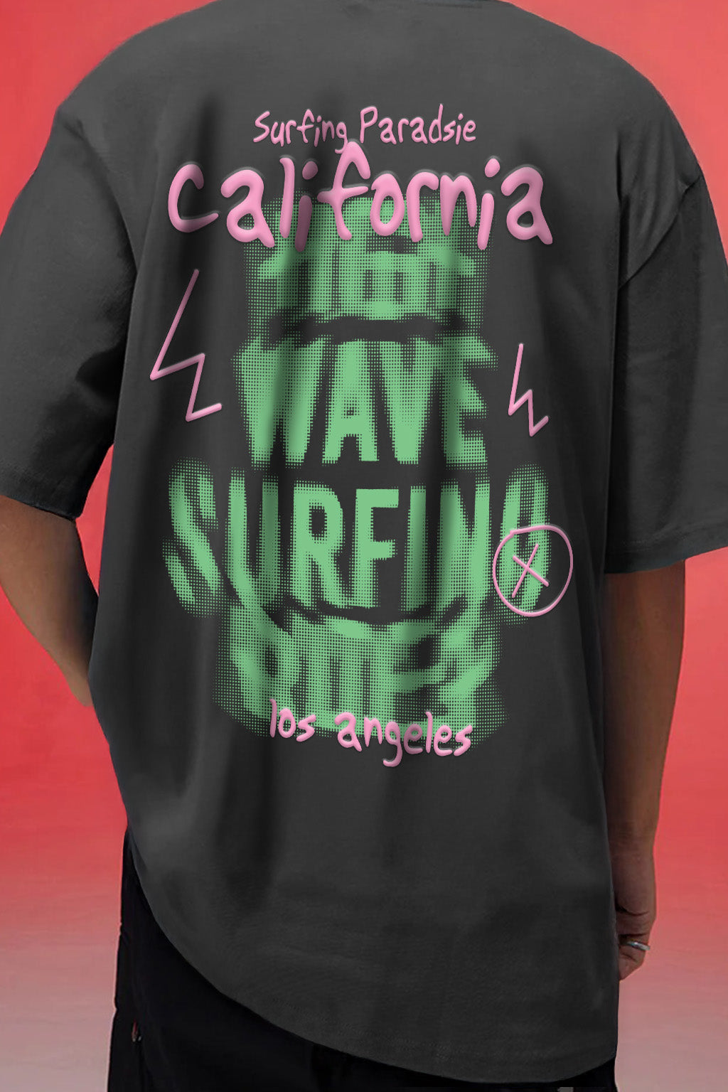 California Dark Grey Oversized Puff Printed Exclusive T-shirt