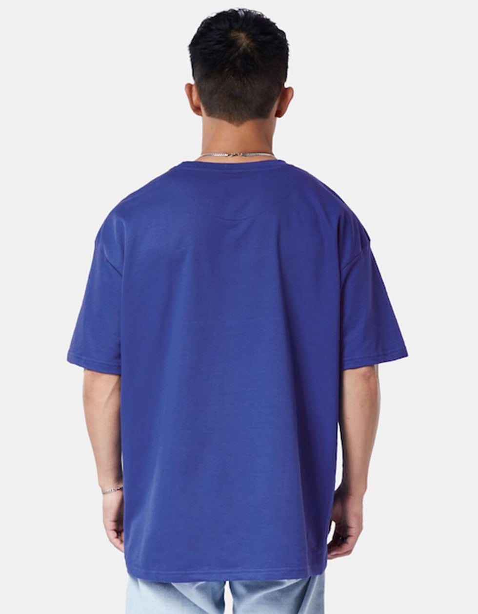 VEIRDO Blue Oversized Puff Printed T-shirt
