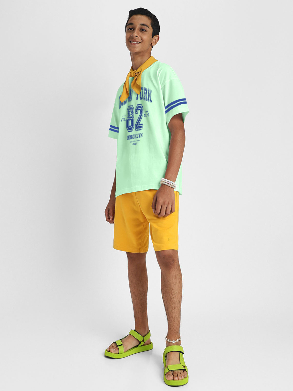 New York Mint Green Oversized Graphic Printed Boys T-shirt