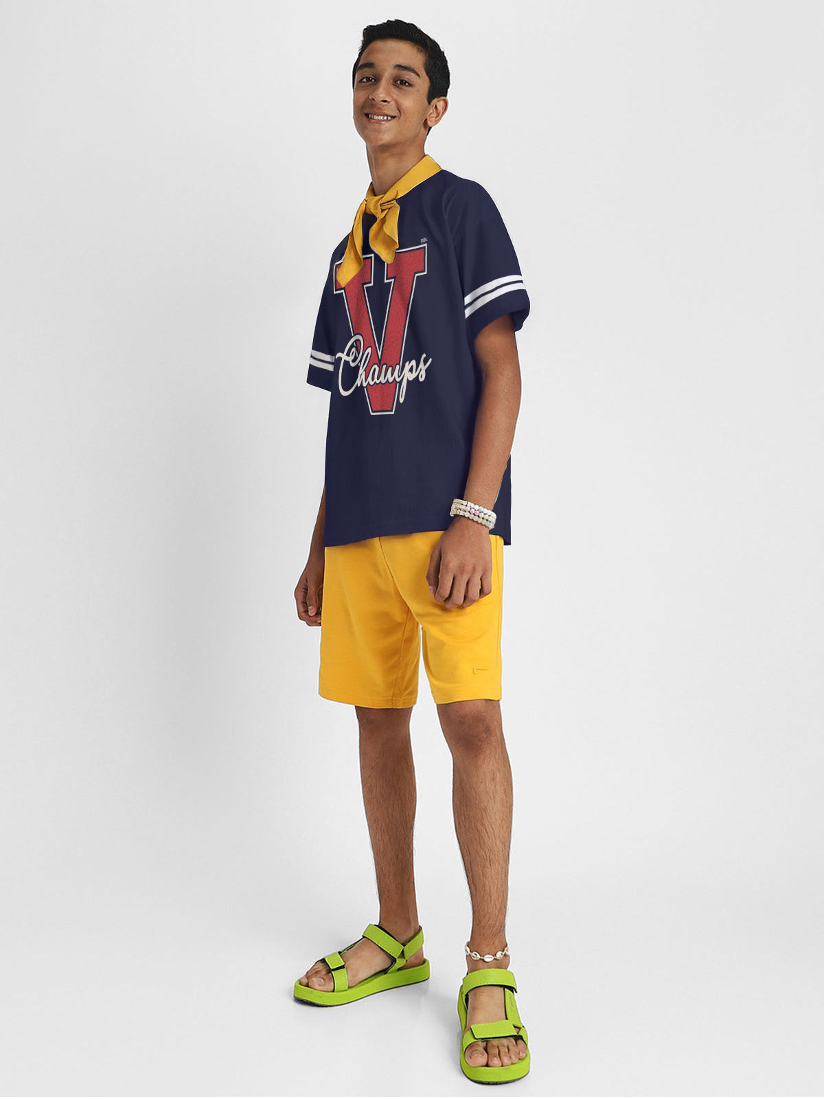 Champs Navy Oversized Graphic Printed Boys T-shirt