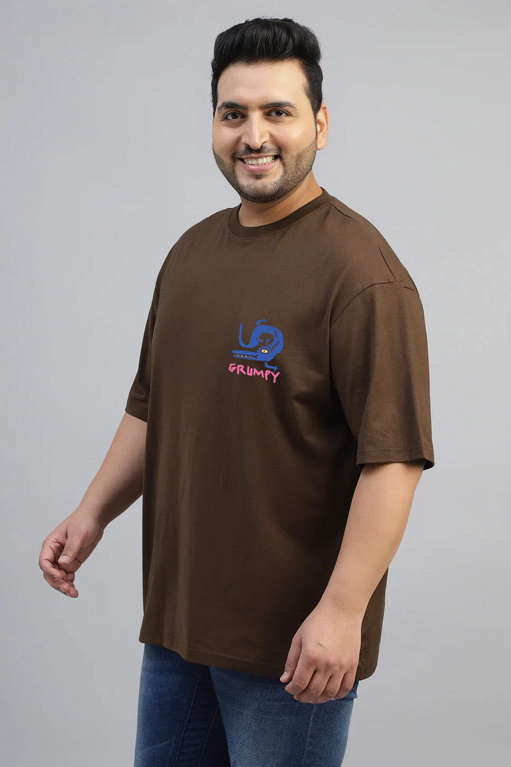 Aligator Brown Graphic Printed Plus Size T-shirt