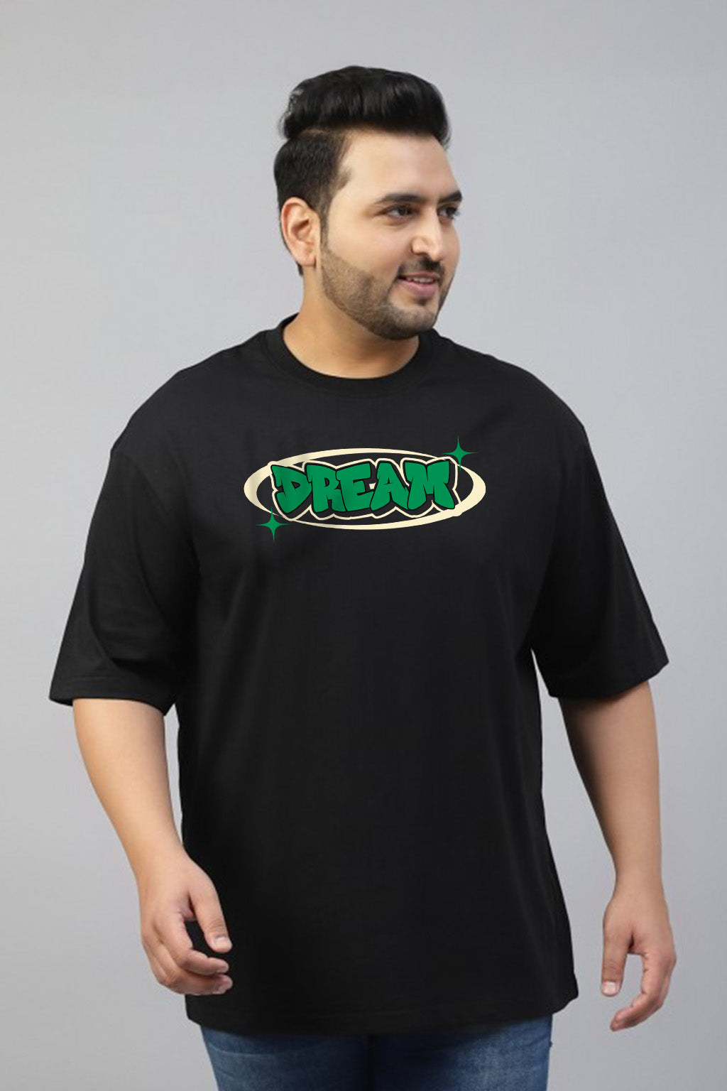 Dream Black Graphic Printed Plus Size T-shirt