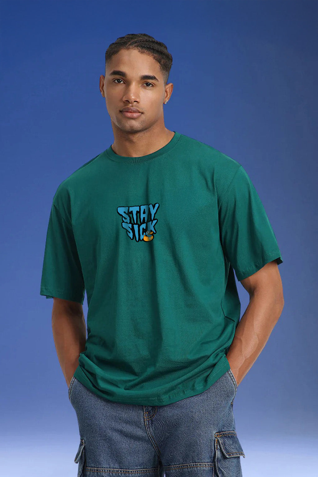 Stay Sick Green Oversized Puff Printed Exclusive T-shirt