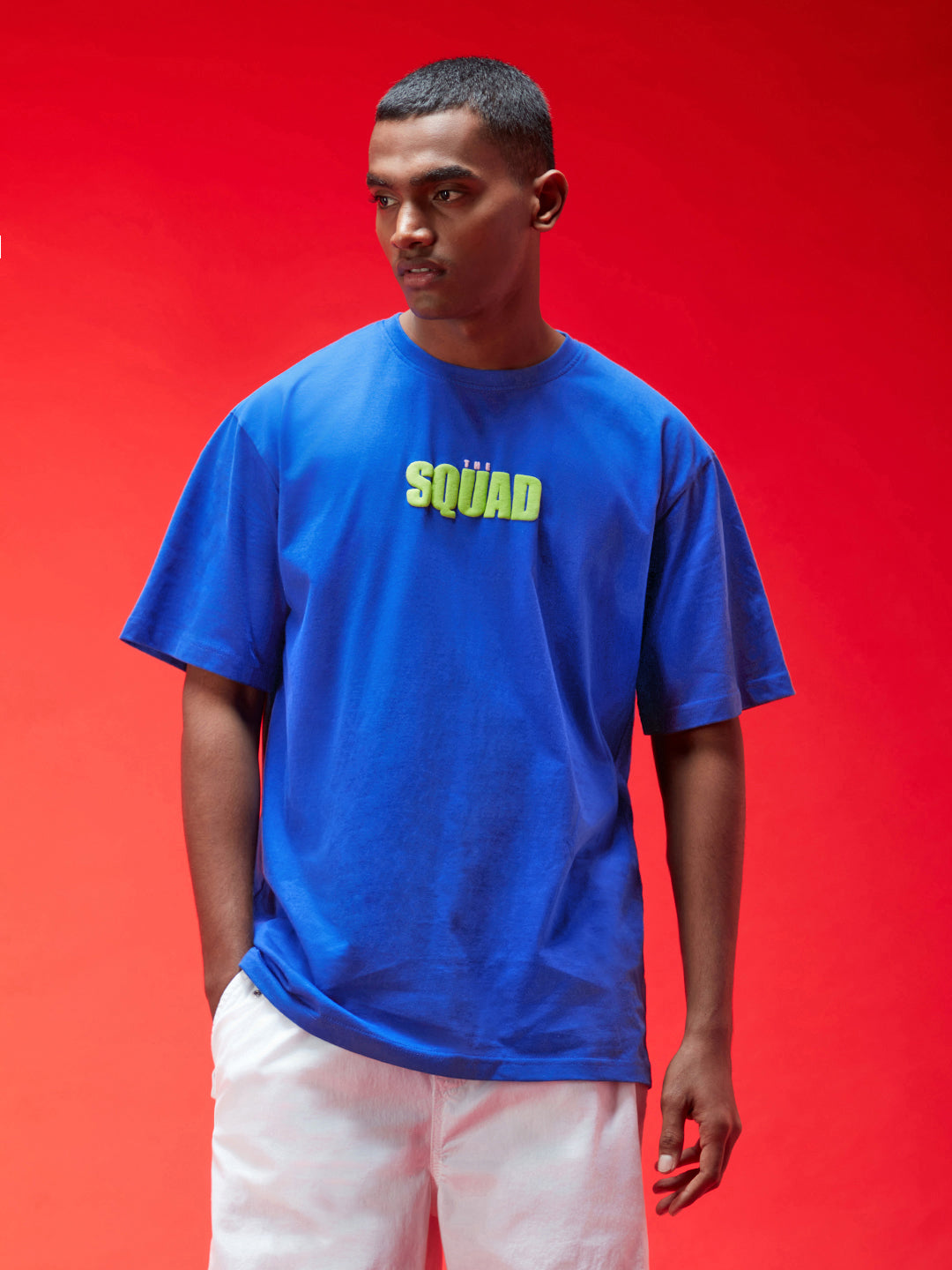 Squad Royal Blue Oversized Puff Printed Exclusive T-shirt