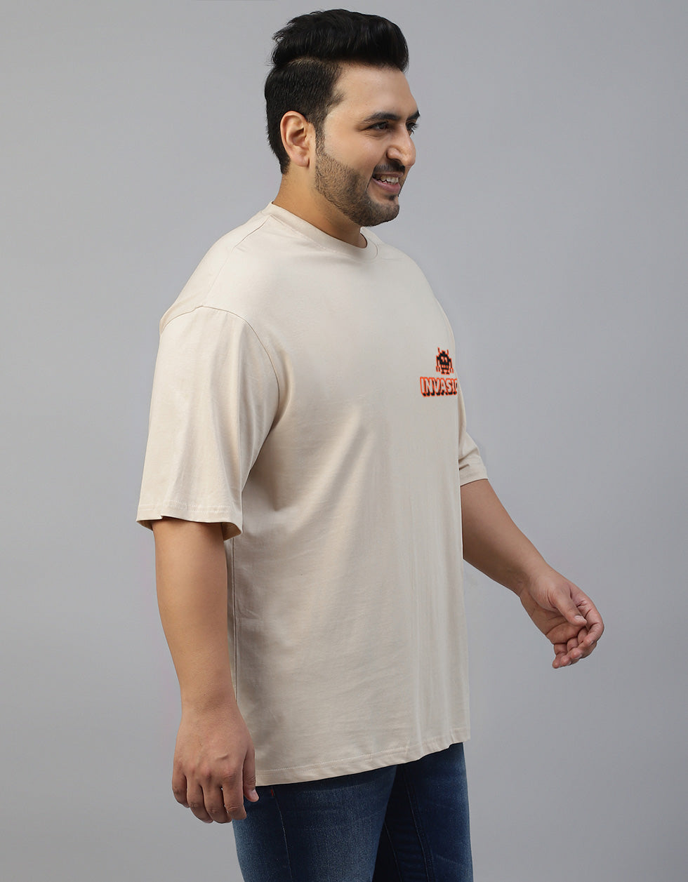 Invasion Swan White Back Printed Plus Size T-shirt