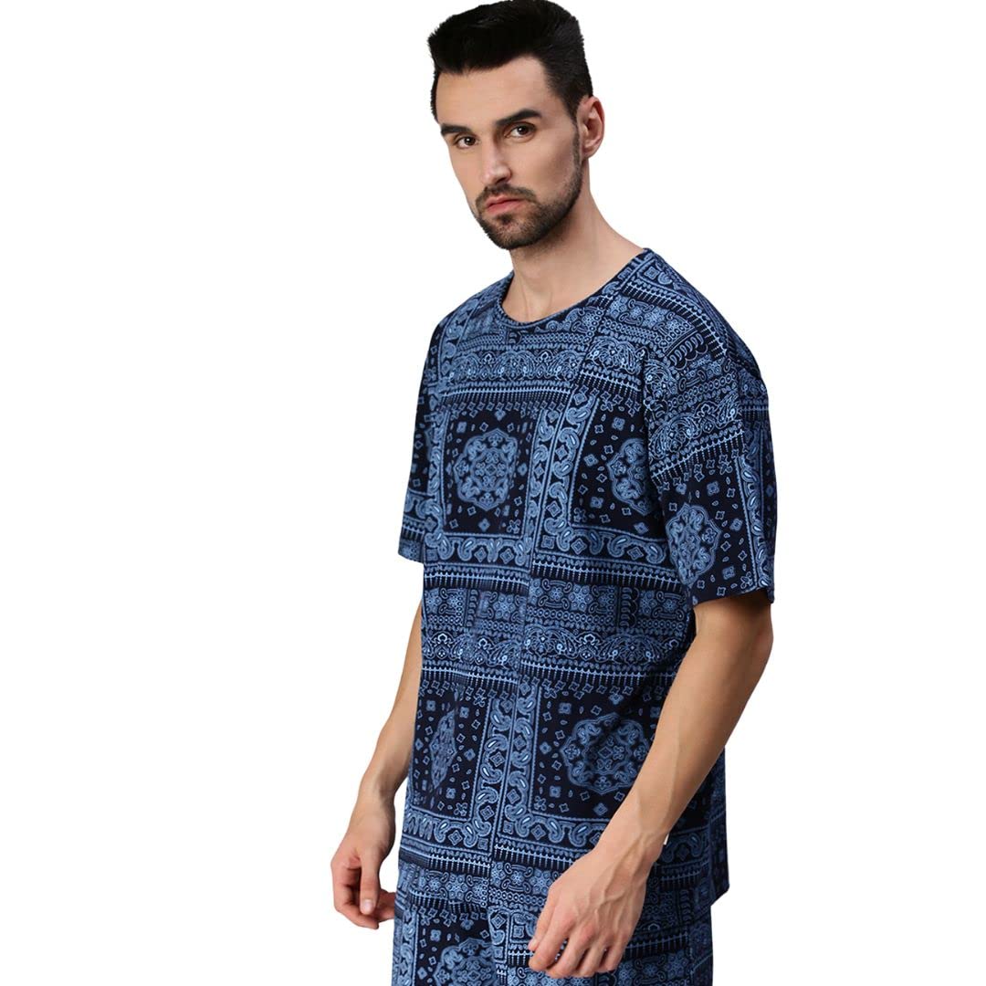 Paisley Navy Oversized All Over Printed T-shirt
