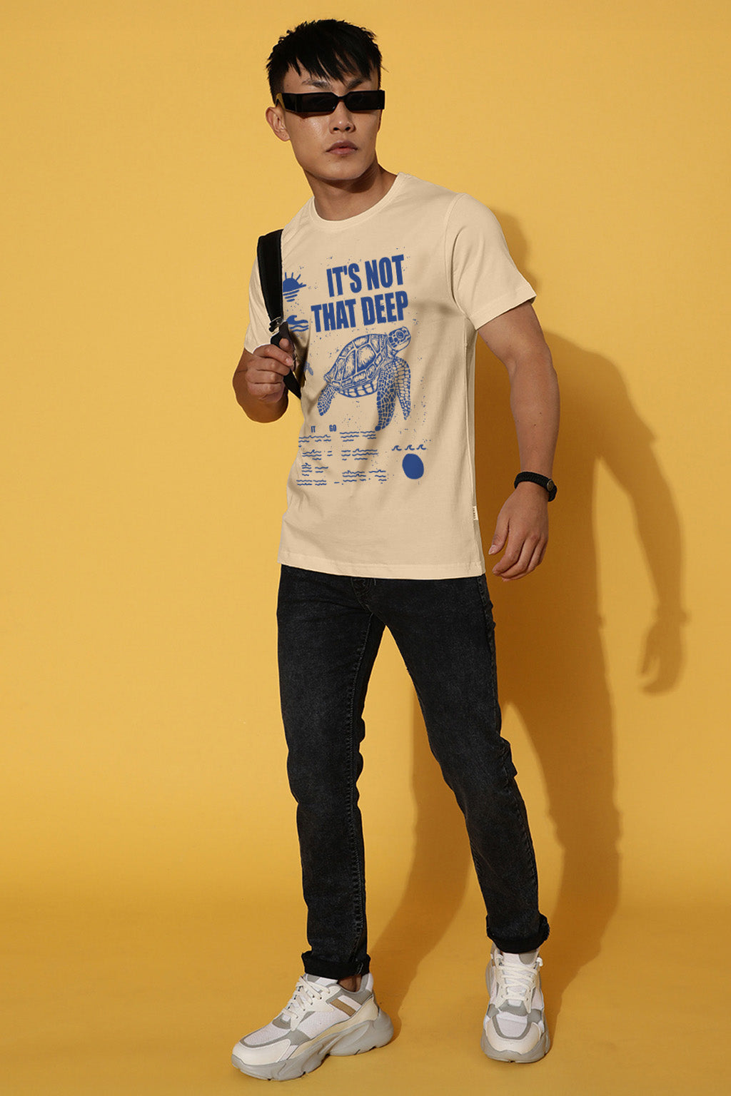 It's Not Deep Swanwhite Regular Fit Printed T-shirt