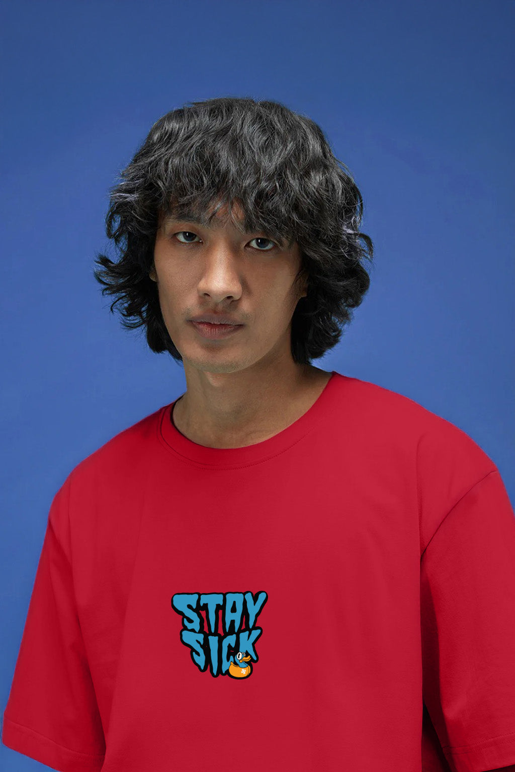 Stay Sick Red Oversized Puff Printed Exclusive T-shirt