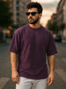 Maroon Jacquard Plain Oversized Exclusive T-shirt