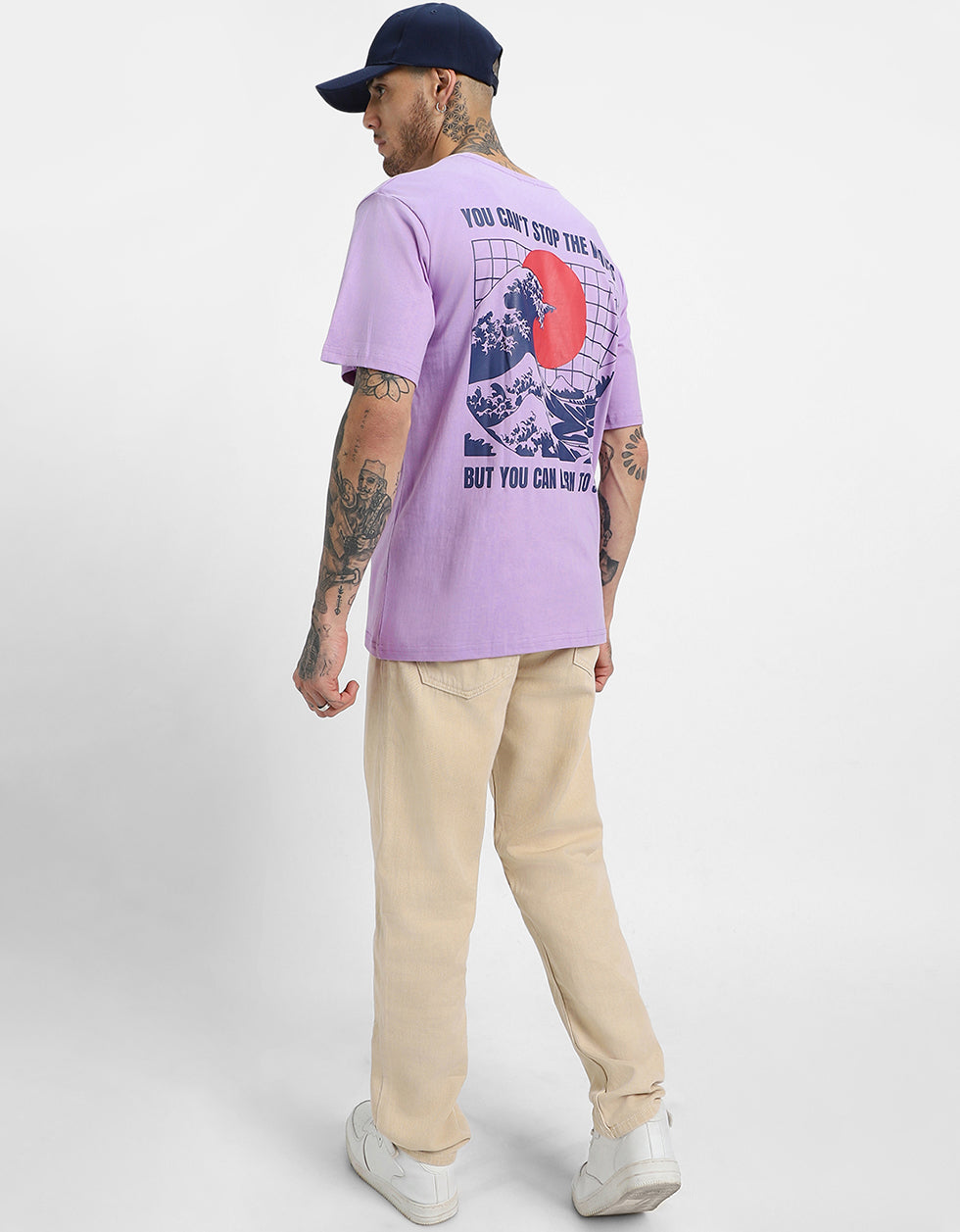 WAVES Print Lilac Oversized Tshirt