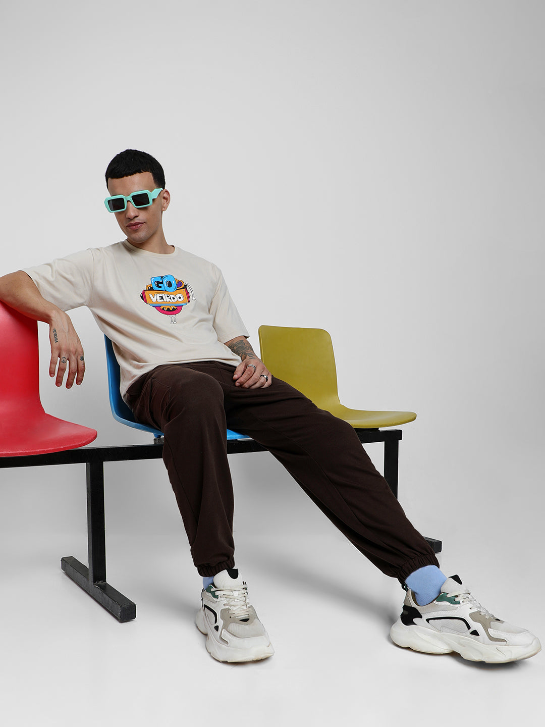 Brown Solid Baggy Fit Cargo Joggers