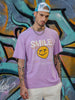 Smile Lilac Oversized Chest Graphic Printed T-shirt