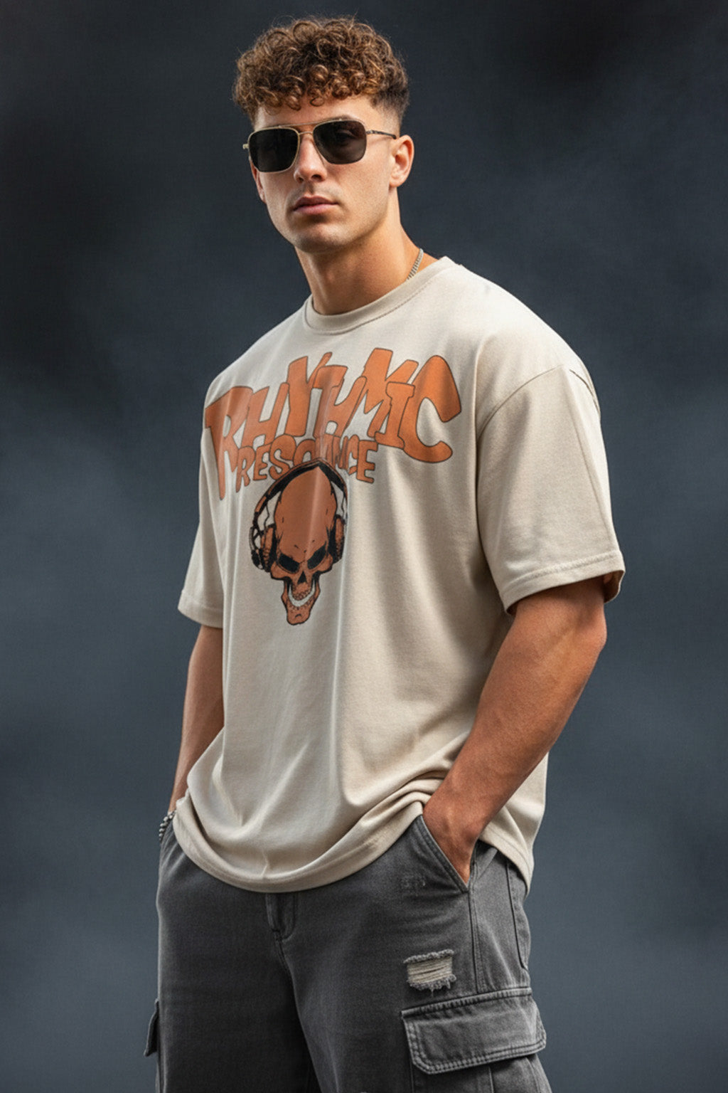 RHYTHMIC Swanwhite Oversized Typography Printed  T-shirt