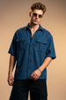 Navy Oversized Half Sleeve Dual Pocket Utility Exclusive Shirt