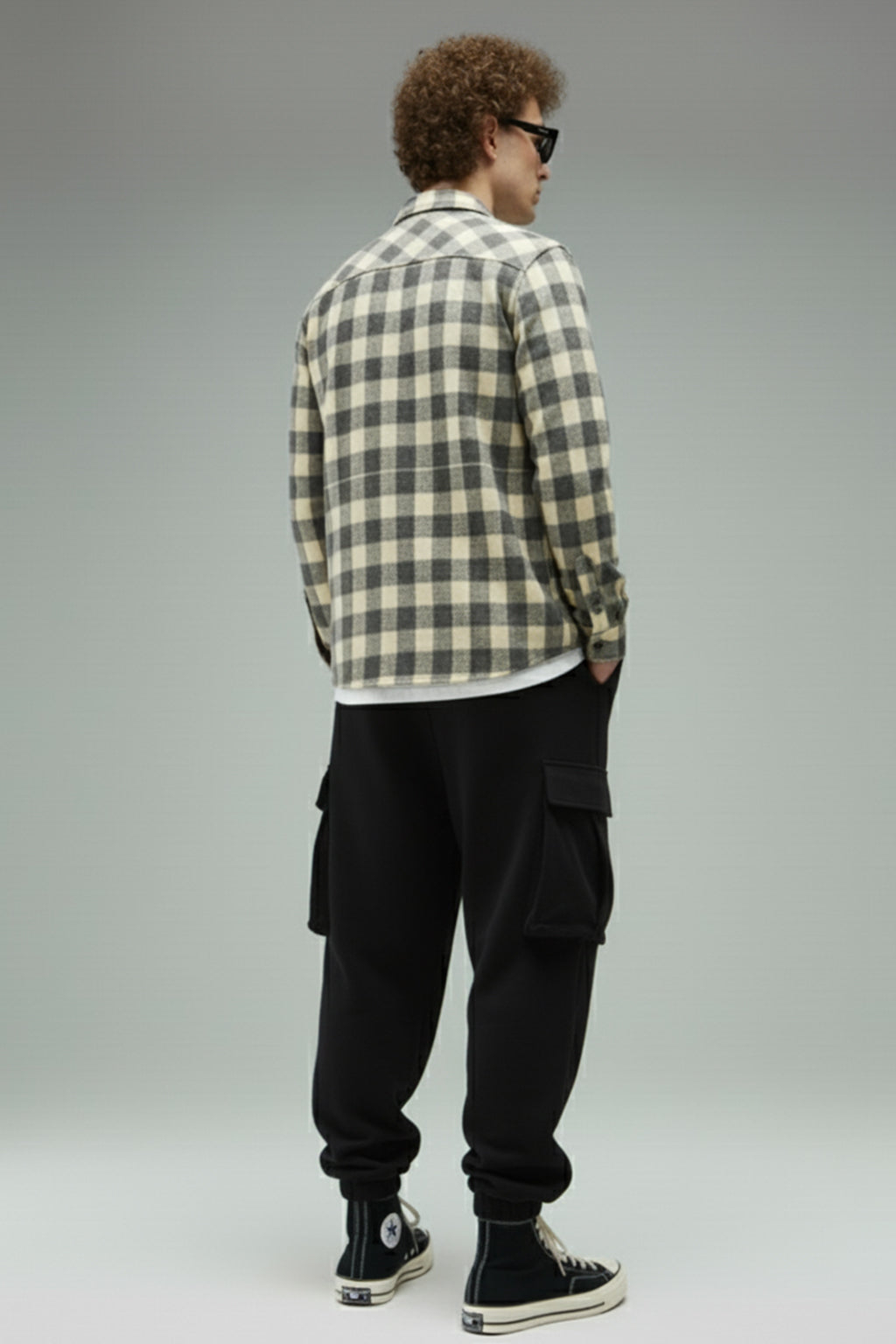 Black Solid Baggy Fit Cargo Joggers