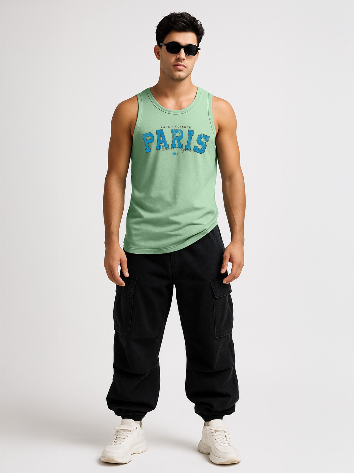 Paris Fog Green Regular Fit Printed Vest