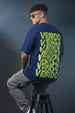 Veirdo Blue Oversized Back Graphic Printed T-shirt