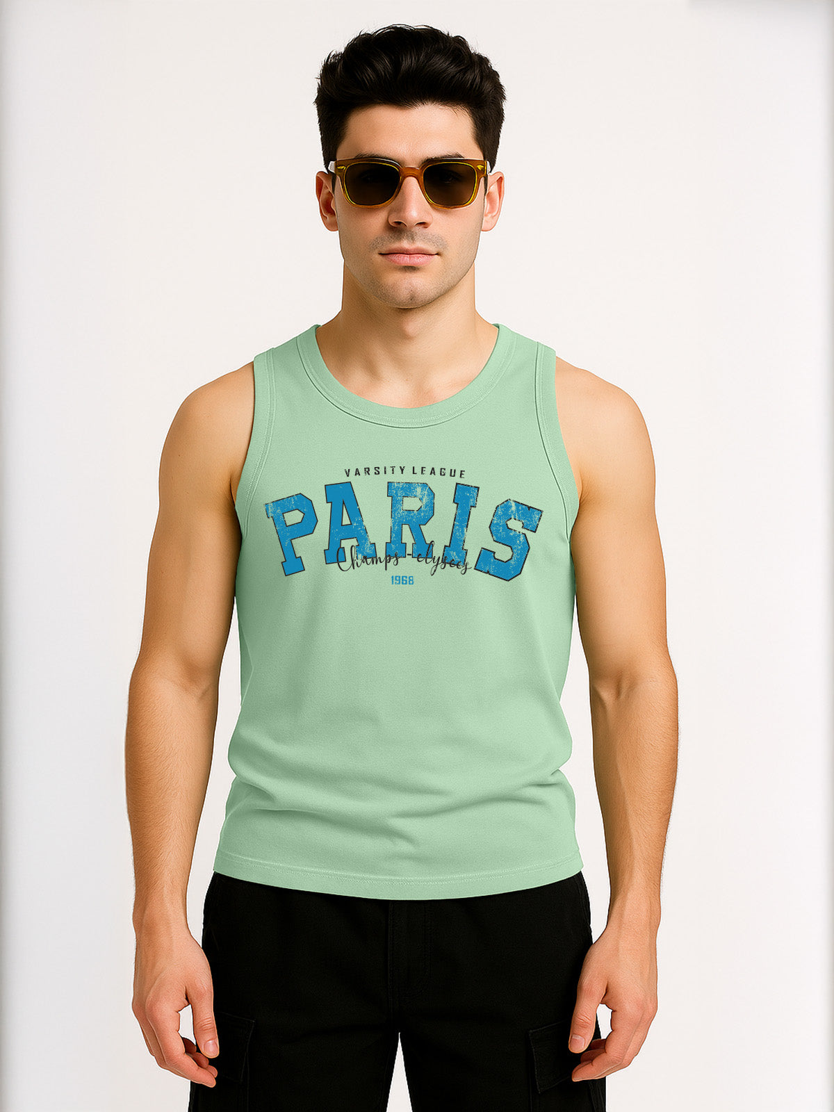 Paris Fog Green Regular Fit Printed Vest
