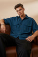 Navy Oversized Half Sleeve Dual Pocket Utility Exclusive Shirt