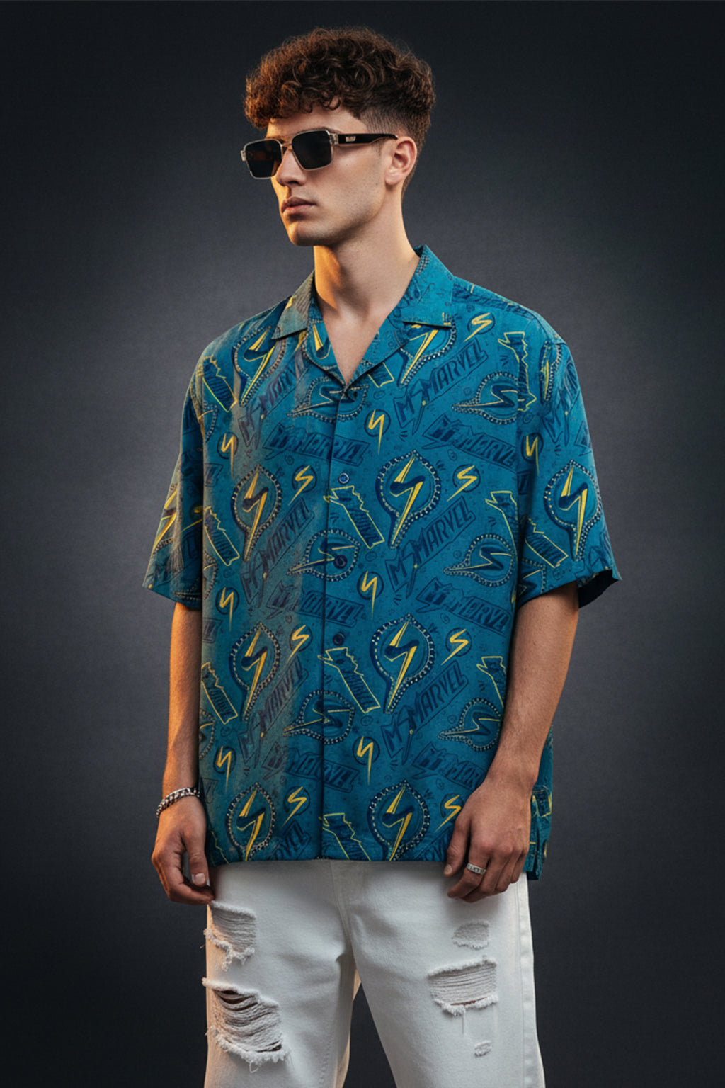 Lightning Bolt Blue All Over Print Oversized Exclusive Shirt