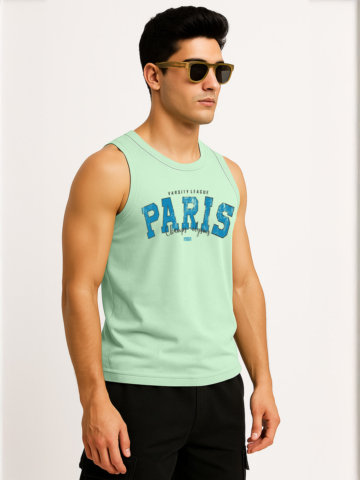 Paris Fog Green Regular Fit Printed Vest