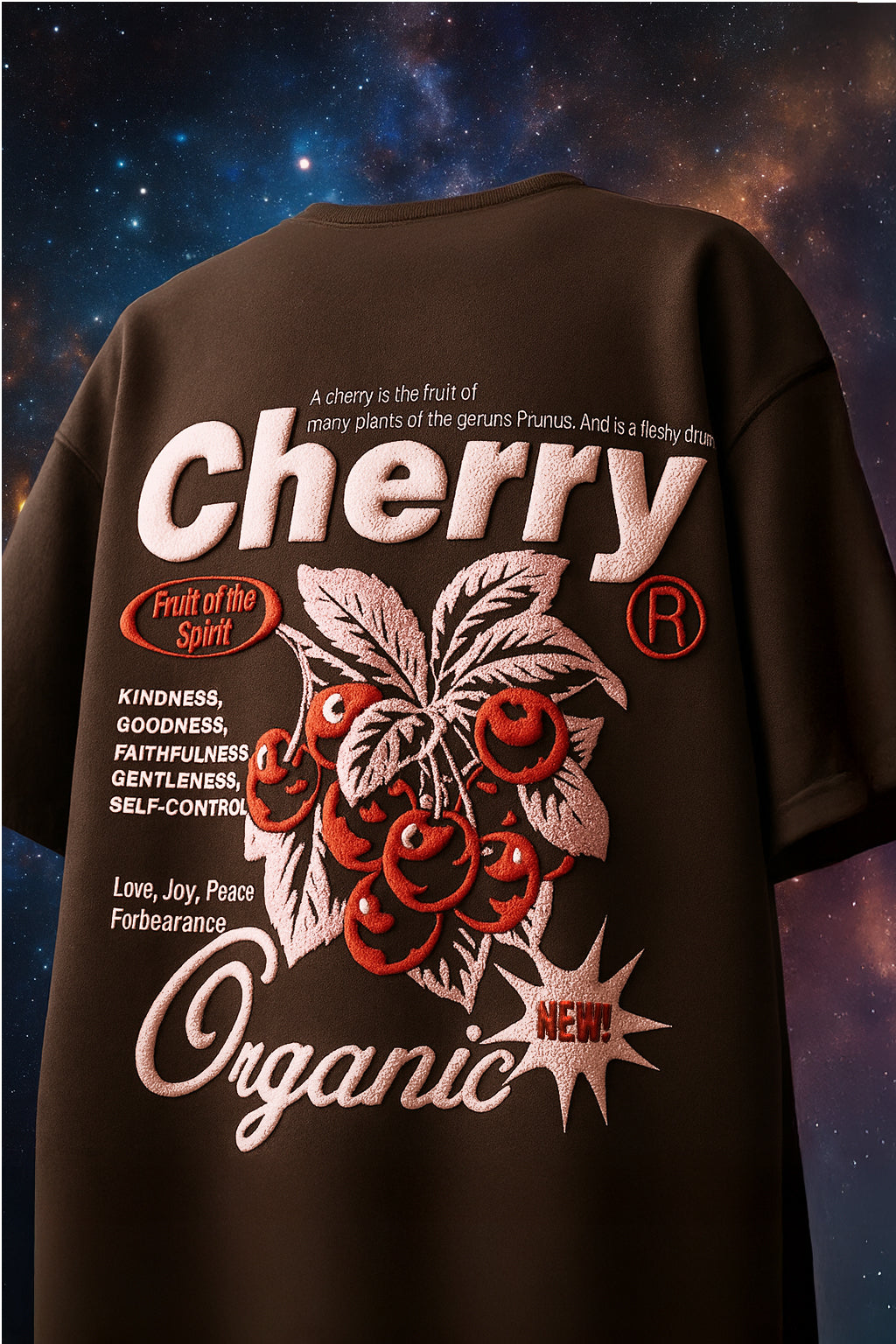 Cherry Brown Oversized Puff Printed Exclusive T-shirt