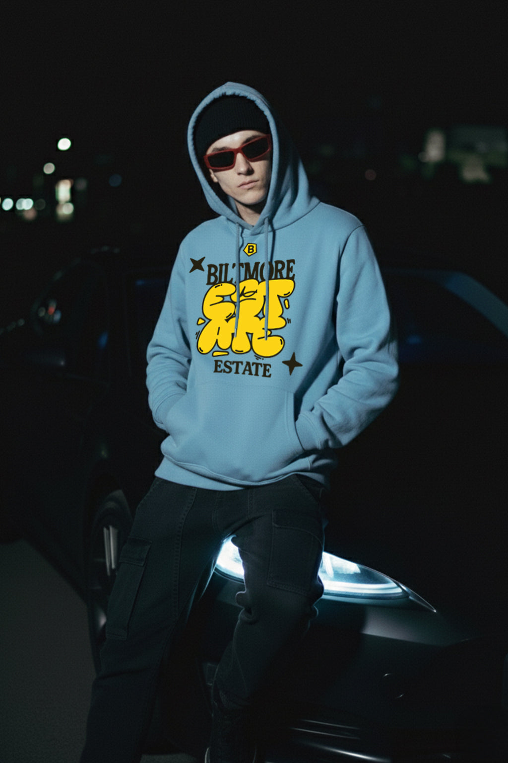 Biltmore Haritage Blue Oversized Printed Hoodie