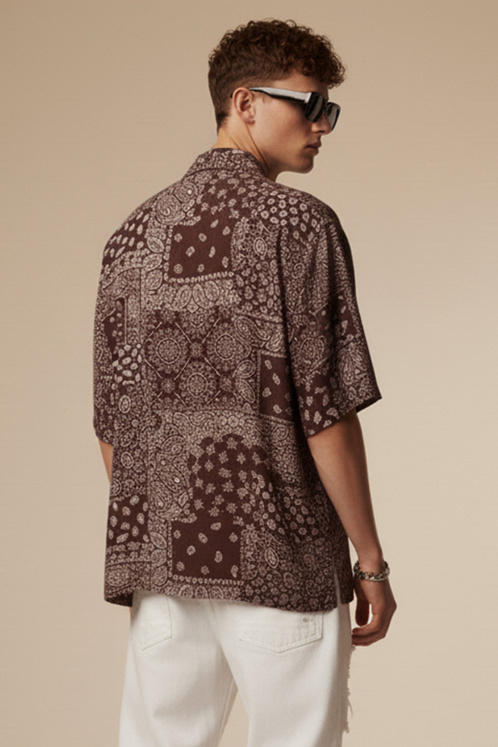 Monochrome Mosaic Brown All Over Print Oversized Exclusive Shirt