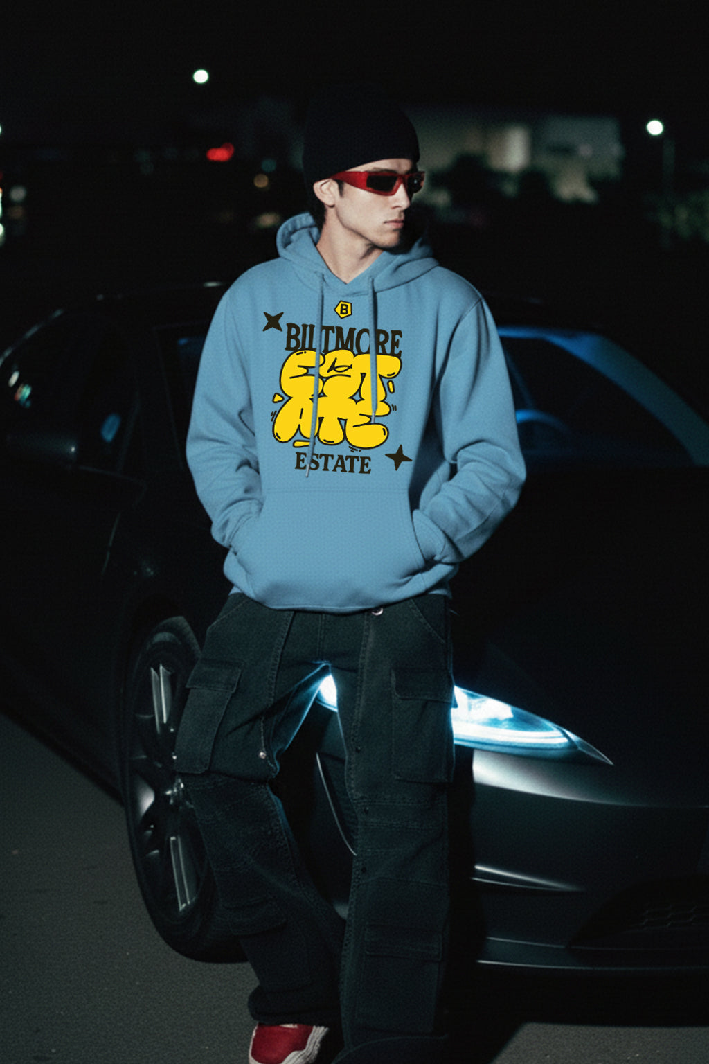 Biltmore Haritage Blue Oversized Printed Hoodie