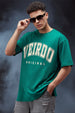 Veirdo Original Green Oversized Typography Brand Printed  T-shirt