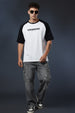 White-Black Raglan Oversized Typography Printed T-shirt