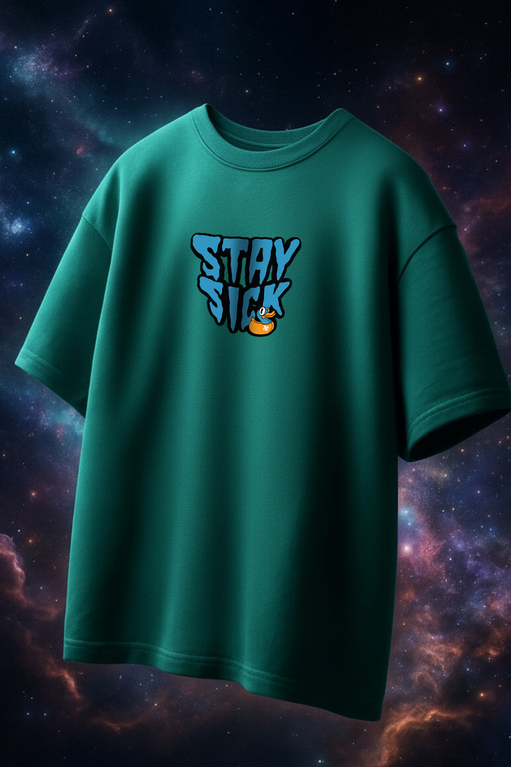 Stay Sick Green Oversized Puff Printed Exclusive T-shirt