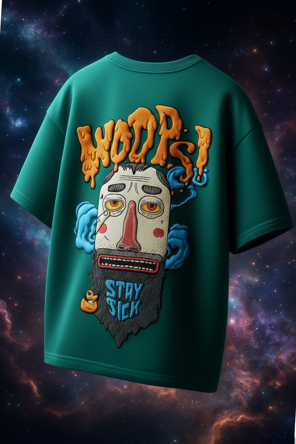 Stay Sick Green Oversized Puff Printed Exclusive T-shirt